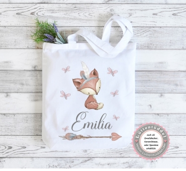 Tasche Fuchs Indianer Wechselwäsche Wechselkleidung für Kindergarten  Wunschname KITA Kindergarten Einschulung Lüttentüddel®